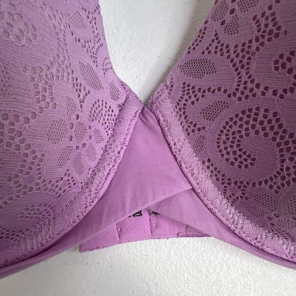 Maidenform 36D Bra Demi T-Shirt Purple Lace Lightly Padded Underwire DM7543 - Picture 4 of 16
